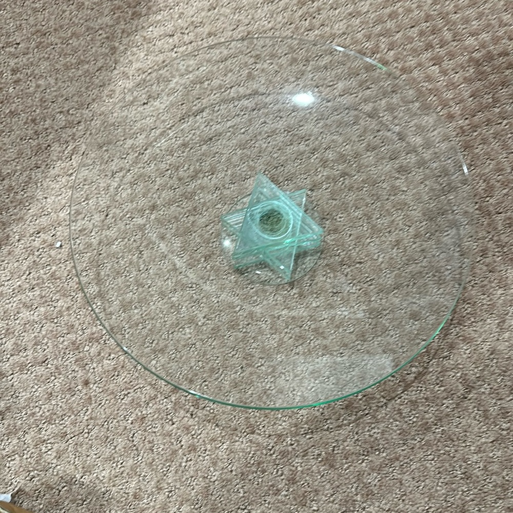 PRIMA DONNA STAR OF DAVID GLASS BEVELED PLATE NWT